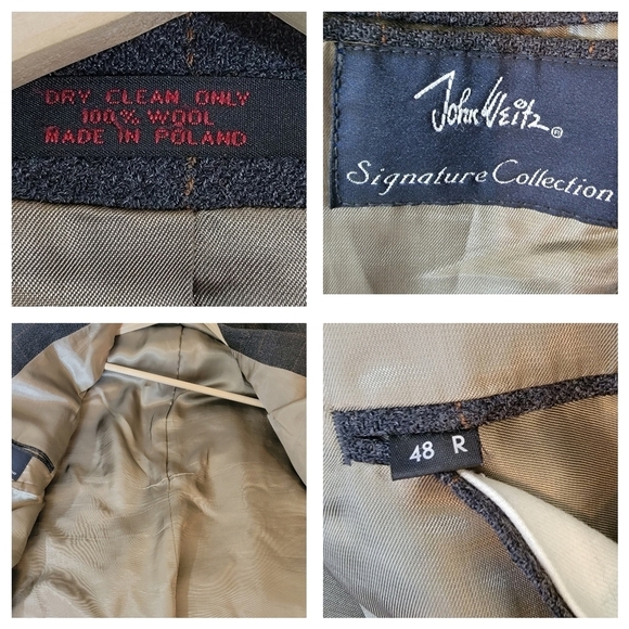 John Weitz Vintage Men's Wool Sport Coat Sz 48R Gray Plaid Three Button Lined - Picture 11 of 12